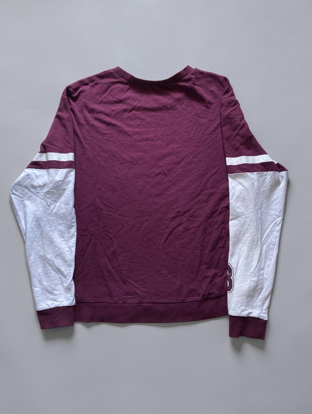 Maroon Burgundy White 78 Large Varsity Jersey Top Long Sleeve Knit - Picture 6 of 7
